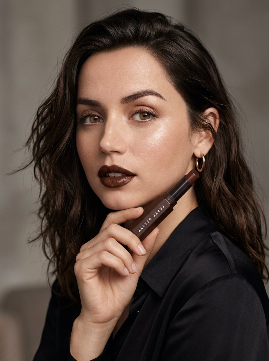 { "subject": "安娜·德·阿玛斯 (Ana de Armas)", "style": "魅力四射、超写实的美妆广告", "appearance": { "skin"…