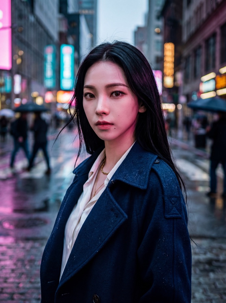 { "image_generation_prompt": { "subject": "25岁的韩国女性，aespa组合的柳智敏（Karina），轮廓分明、极具…