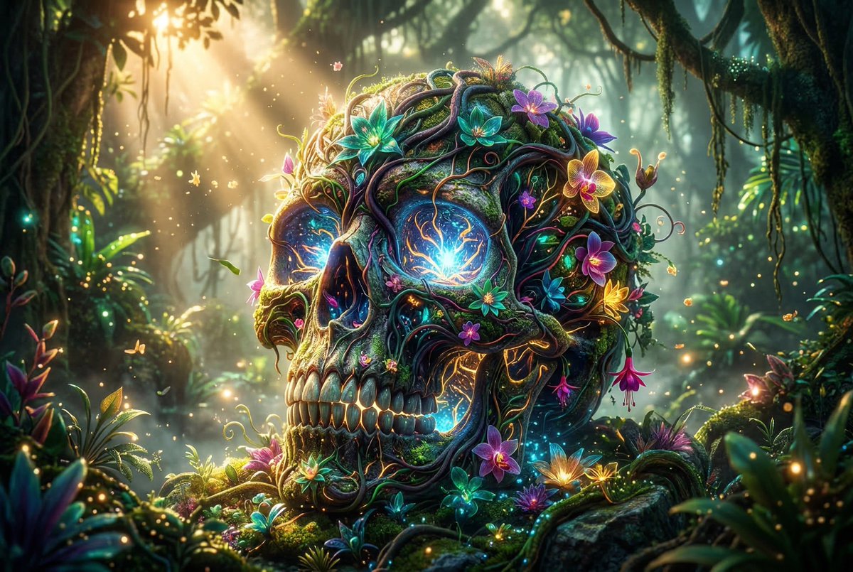 一幅令人叹为观止的史诗级杰作——Nano Banana(纳米香蕉),仿佛有机地从古老而交错的宇宙植物、发光的奇异花卉以及脉动着生命光芒的藤蔓中生长而出。叶状纹理、精致花瓣与绽放形…