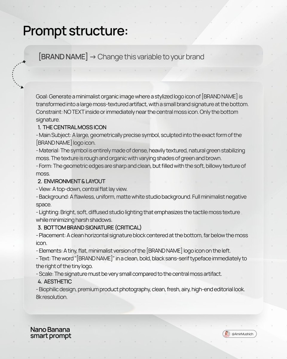 （在此访问 Nano Banana 2：https://t.co/ZGSugSciR3） [BRAND NAME]：在此输入品牌名称。 目标：生成一张极简的有…