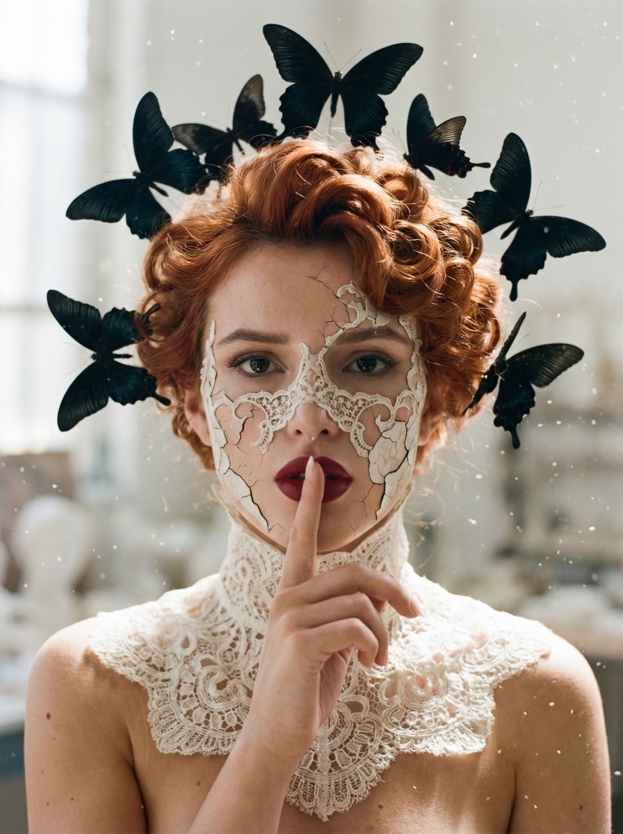 { "vibe_title_en": "Silent Metamorphosis", "master_prompt": "一幅超写实、前卫风格的人物肖像，主角(The Prota…