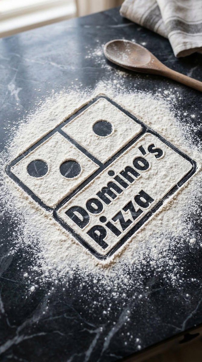 { "title": "Logo Flour Dust Kitchen Surface", "prompt": { "subject": "上传的 logo 被转化为一个真实的厨…