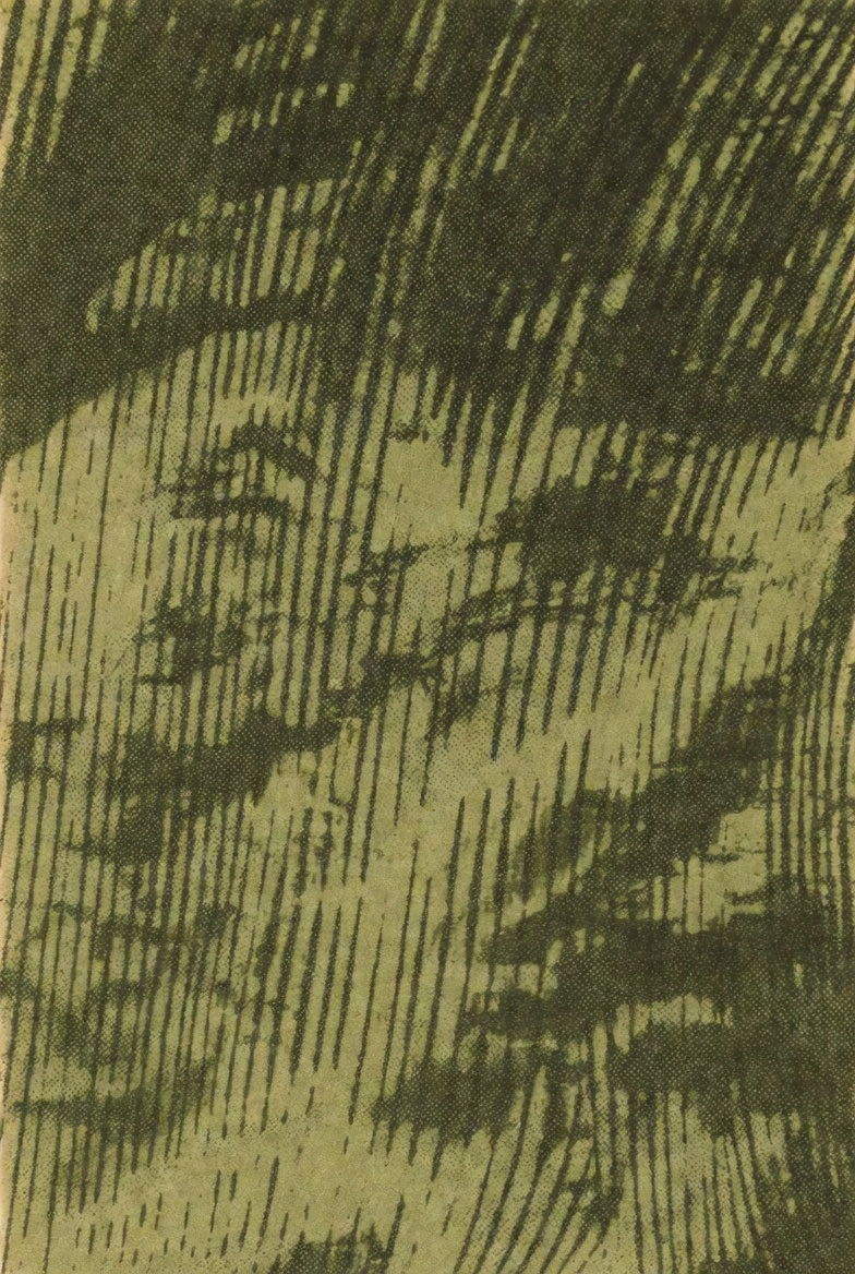 单色橄榄绿背景，复古半调线纹图案，粗细不一的平行线条，1970年代平面设计风格，微妙墨水晕染效果，极简主义复古质感，高品质 #ai #背景 #提示 https://t.co/JU…