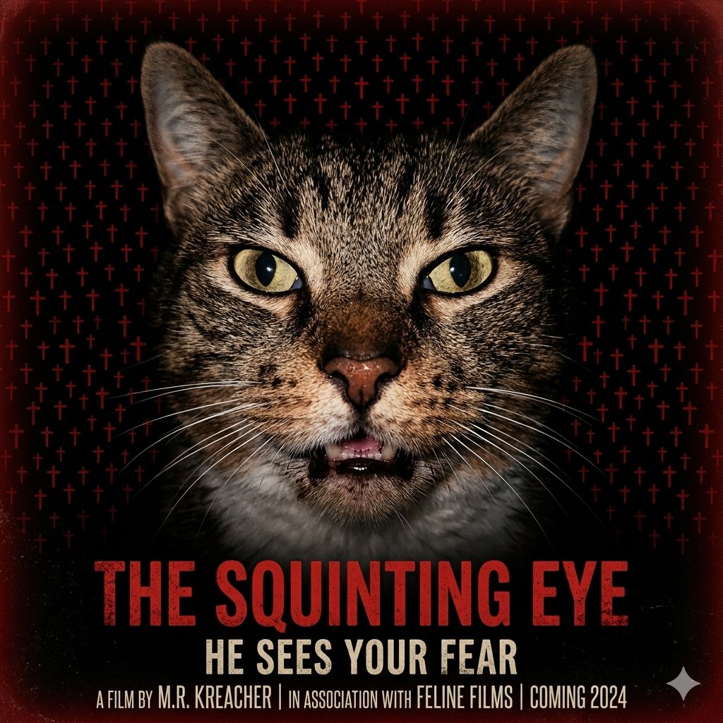 把我的猫改成一张恐怖电影海报，背景中有红色小心心 ❤️。我也会去看的 #lifeofmuffin #horrorfilm #gemini #ai https://t.co/icO…
