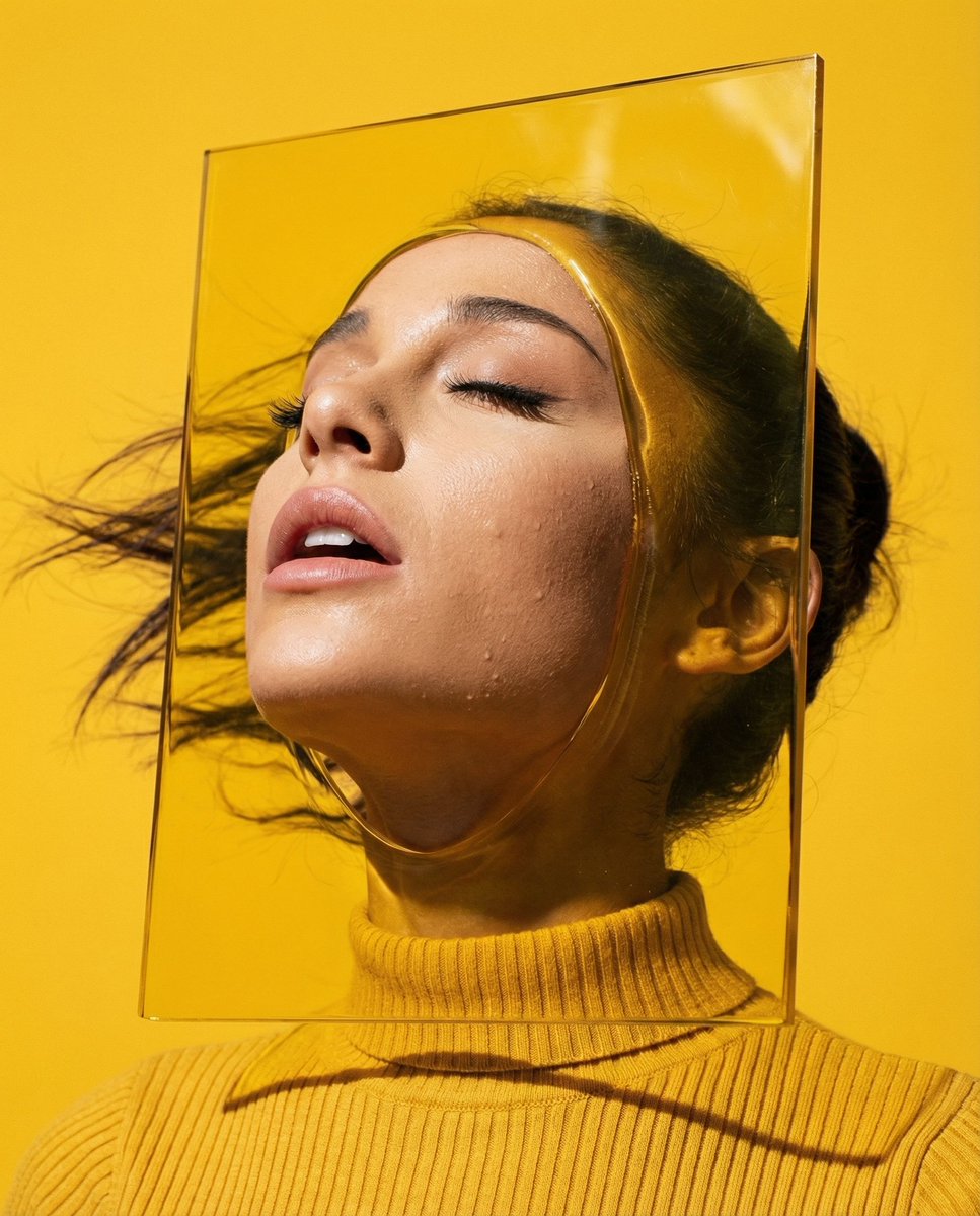 { "vibe_title_en": "The Amber Trance", "master_prompt": "A hyper-realistic, tight head-an…