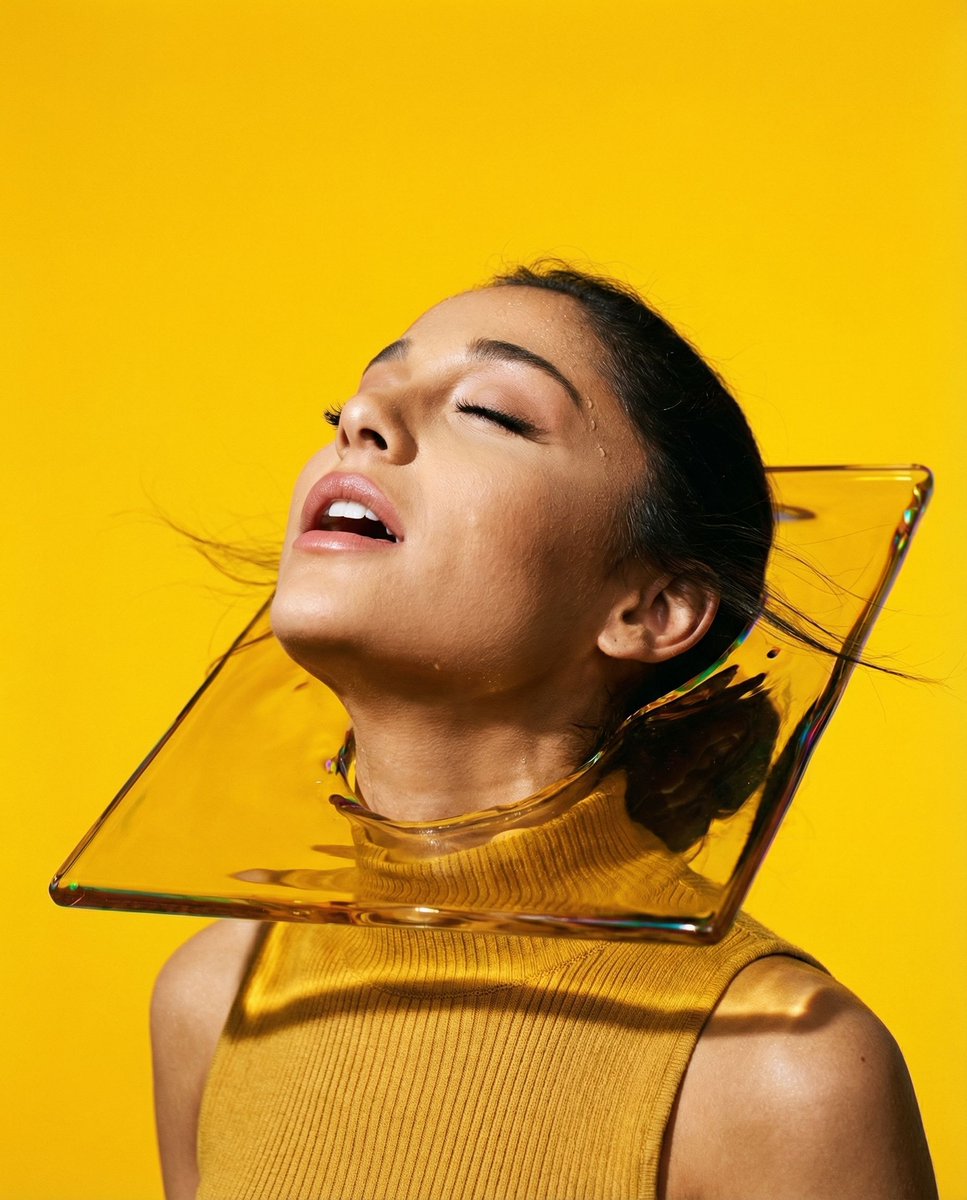 { "vibe_title_en": "The Amber Trance", "master_prompt": "A hyper-realistic, tight head-an…