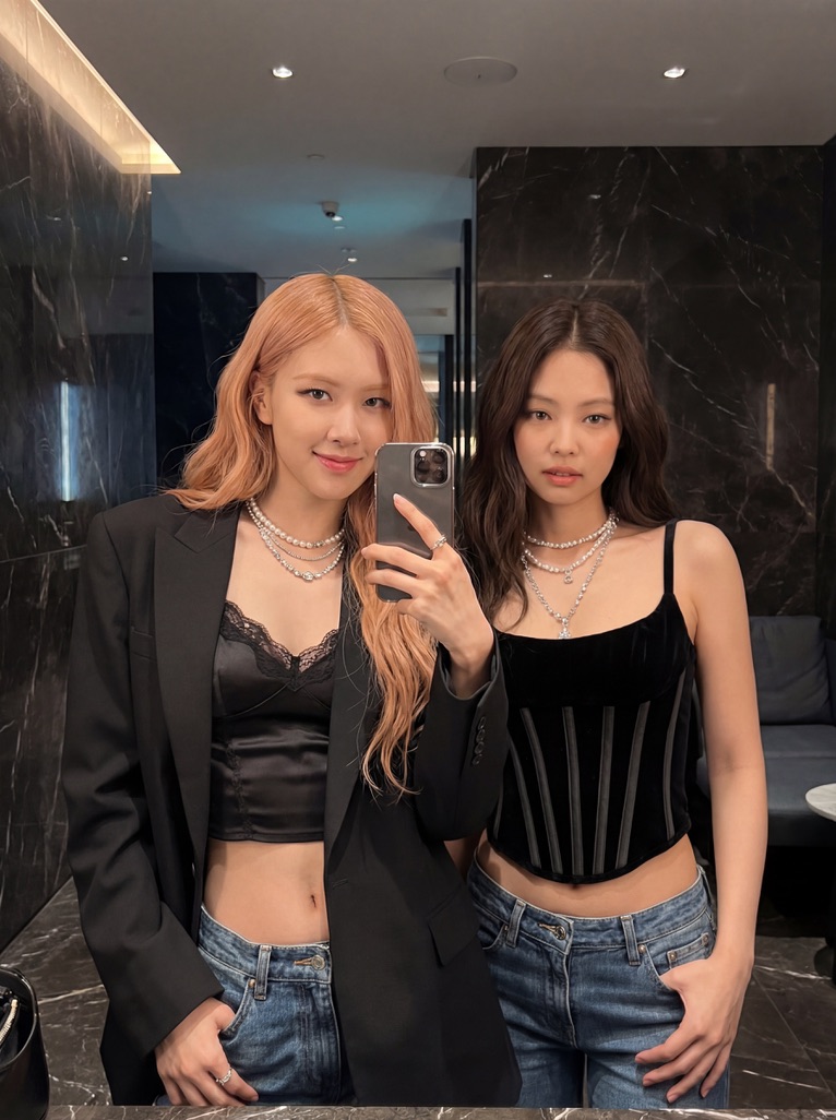 朴彩英（ROSÉ）和金珍妮（JENNIE） 通过@Hailuo_AI 使用 Nano Banana Pro { "prompt": "BLACKPINK的朴彩…
