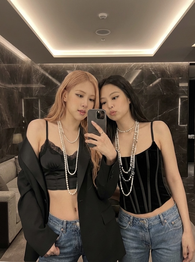 朴彩英(ROSÉ)和金珍妮(JENNIE) 通过@Hailuo_AI 使用 Nano Banana Pro { "prompt": "BLACKPINK的朴彩英(ROSÉ)和金珍…