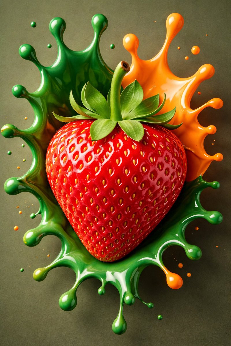 { "scene_type": "微距食物飞溅摄影", "subject": { "object": "草莓", "color": "金黄色", "surface": "光滑、富…