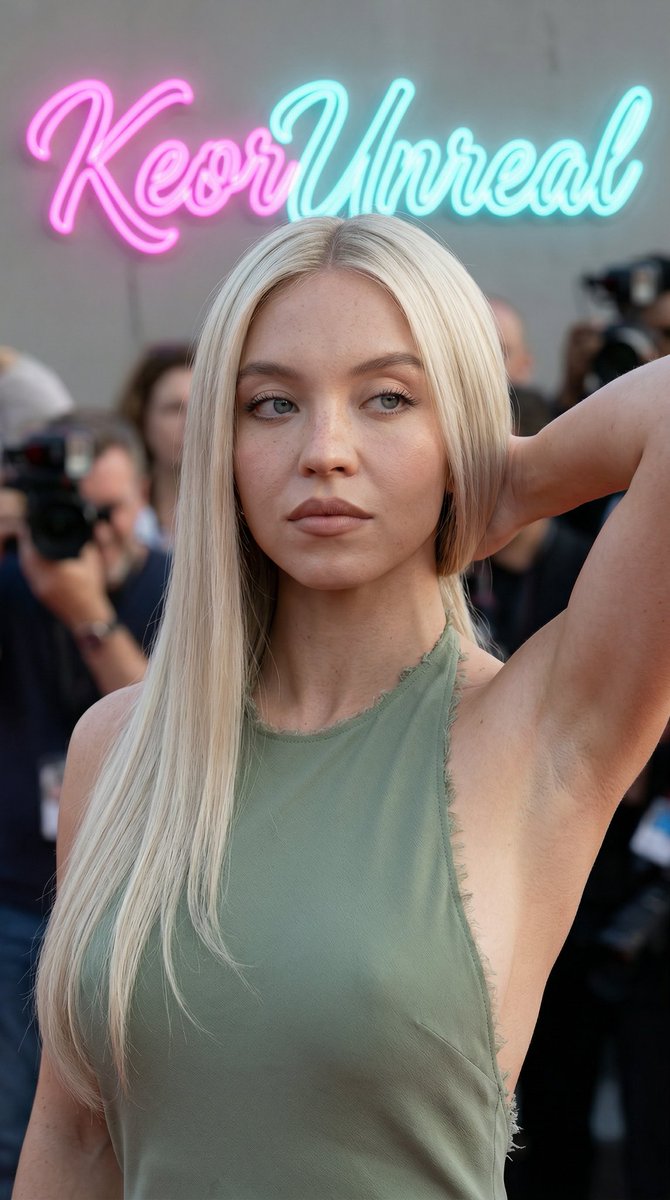 超写实红毯肖像,9:16 长宽比。 Megan Fox,面容精致、气质古典,白皙肌肤在肩膀和面部可见雀斑,长直黑发中分垂落于一侧肩头,自然妆容搭配清晰眉形、淡抹睫毛膏与哑光裸色唇…