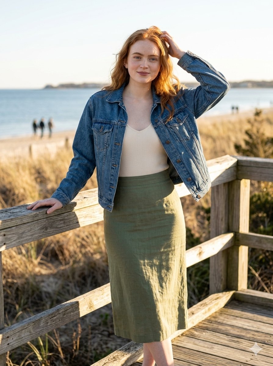 { "image_generation_prompt": { "subject": { "description": "Young woman with long, wavy r…
