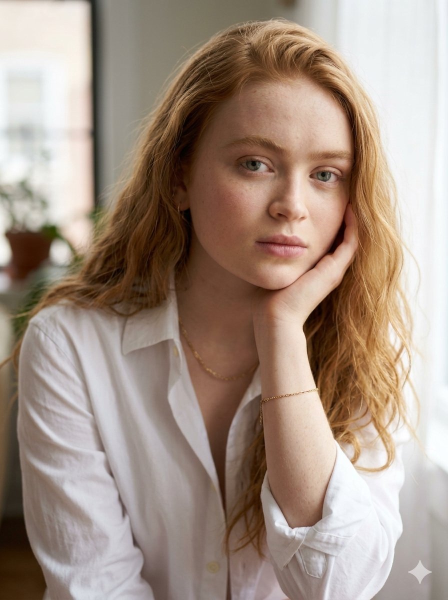 { "主题": { "风格": "Sadie Sink 灵感", "族群": "西班牙裔拉丁裔 / 古巴-西班牙裔", "特征": "类似Sadie Sink的精致女性面部特征…