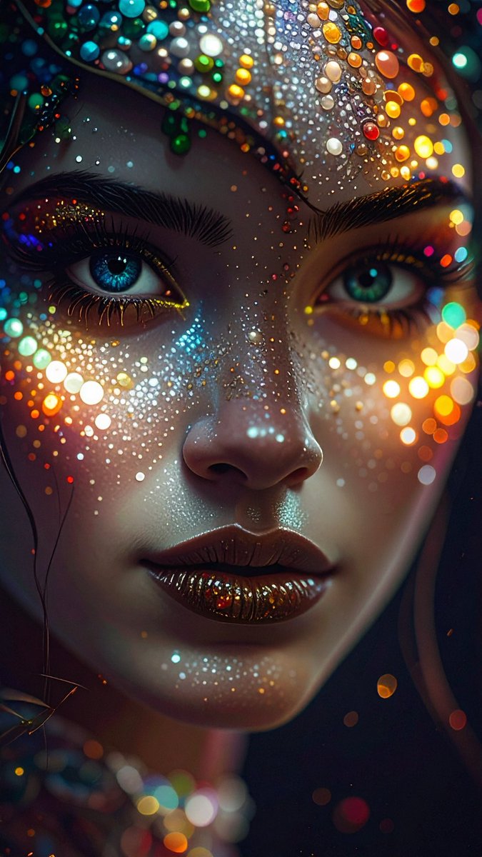 提示词分享： 在@AdobeFirefly 一幅高度细致的插画，描绘由精美珠子制成的[任何事物]的面部特写。这幅插画以惊艳的4K分辨率渲染，具有低对比度，突出复杂纹理和精细细节…
