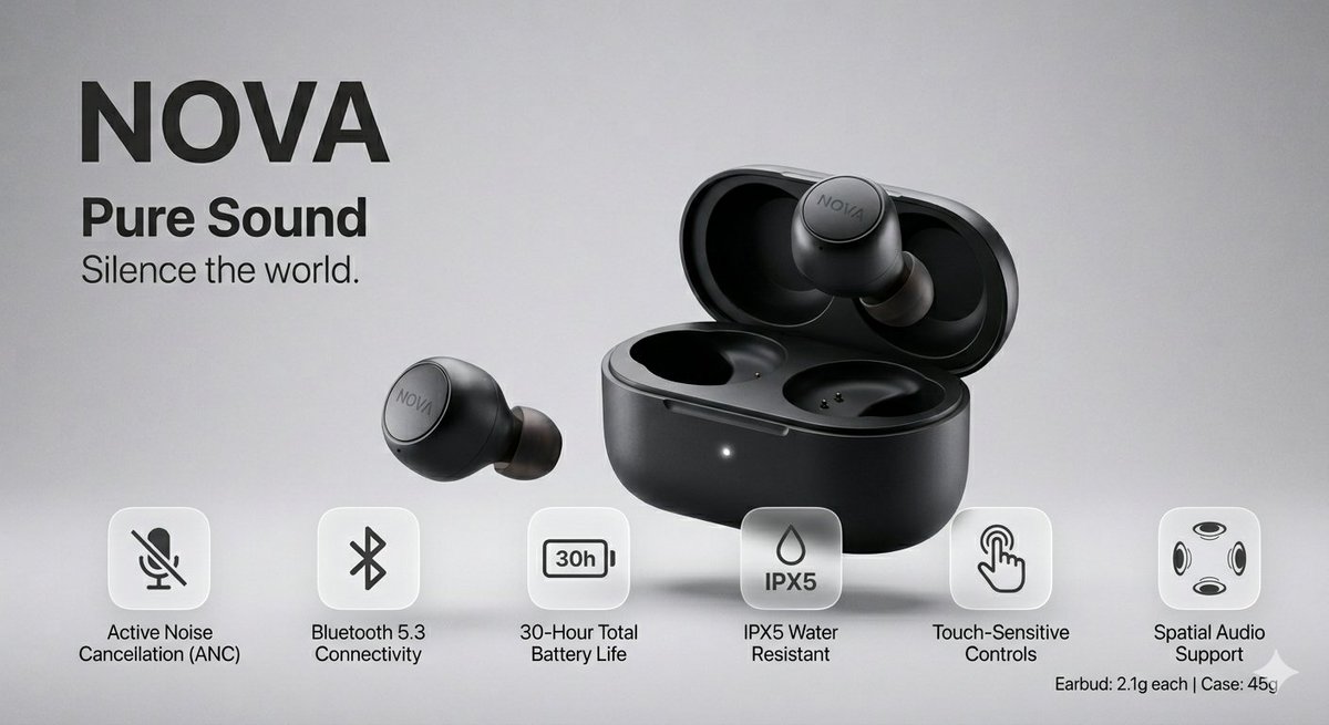 { "prompt": { "brand": "<b>NOVA</b>", "title": "纯净之声", "tagline": "让世界安静下来。", "…