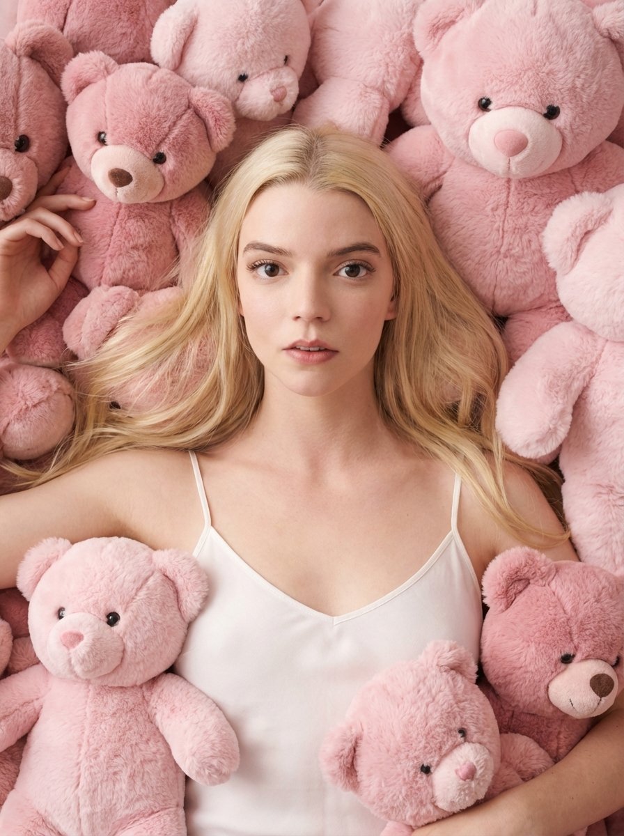 { "image_generation_prompt": { "subject": { "description": "Young woman lying surrounded…