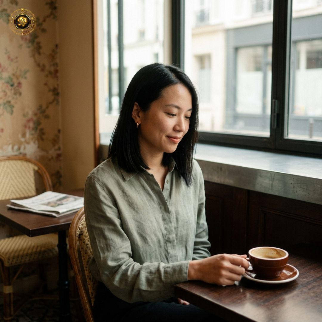 「咖啡馆里一位美丽的女人，电影感」 效果：面部毫无特色，光线平淡，没有场景感。AI替你填上了所有你没做的决定——相机、镜头、光线、景深、服装、色彩调校。它全都…