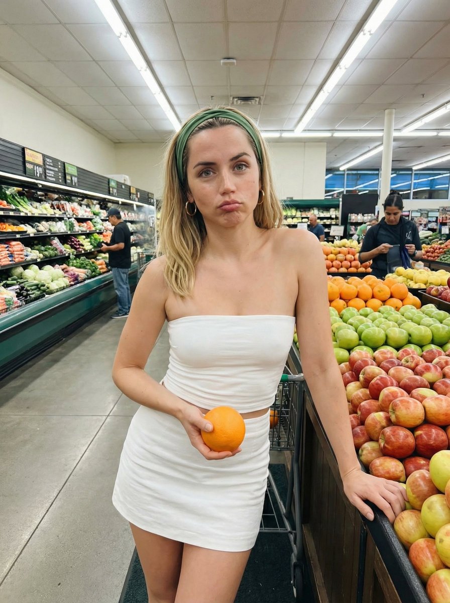 { "image_generation_prompt": { "subject": { "description": "young woman standing in a gro…