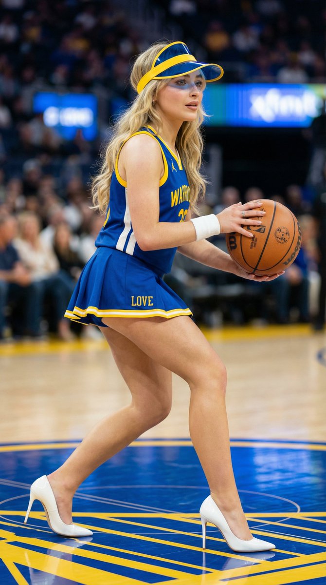 { "subject": { "identity": "Sabrina Carpenter 饰演篮球运动员，二十多岁，身材娇小的运动型女性身形", "hair": "柔软的金发…