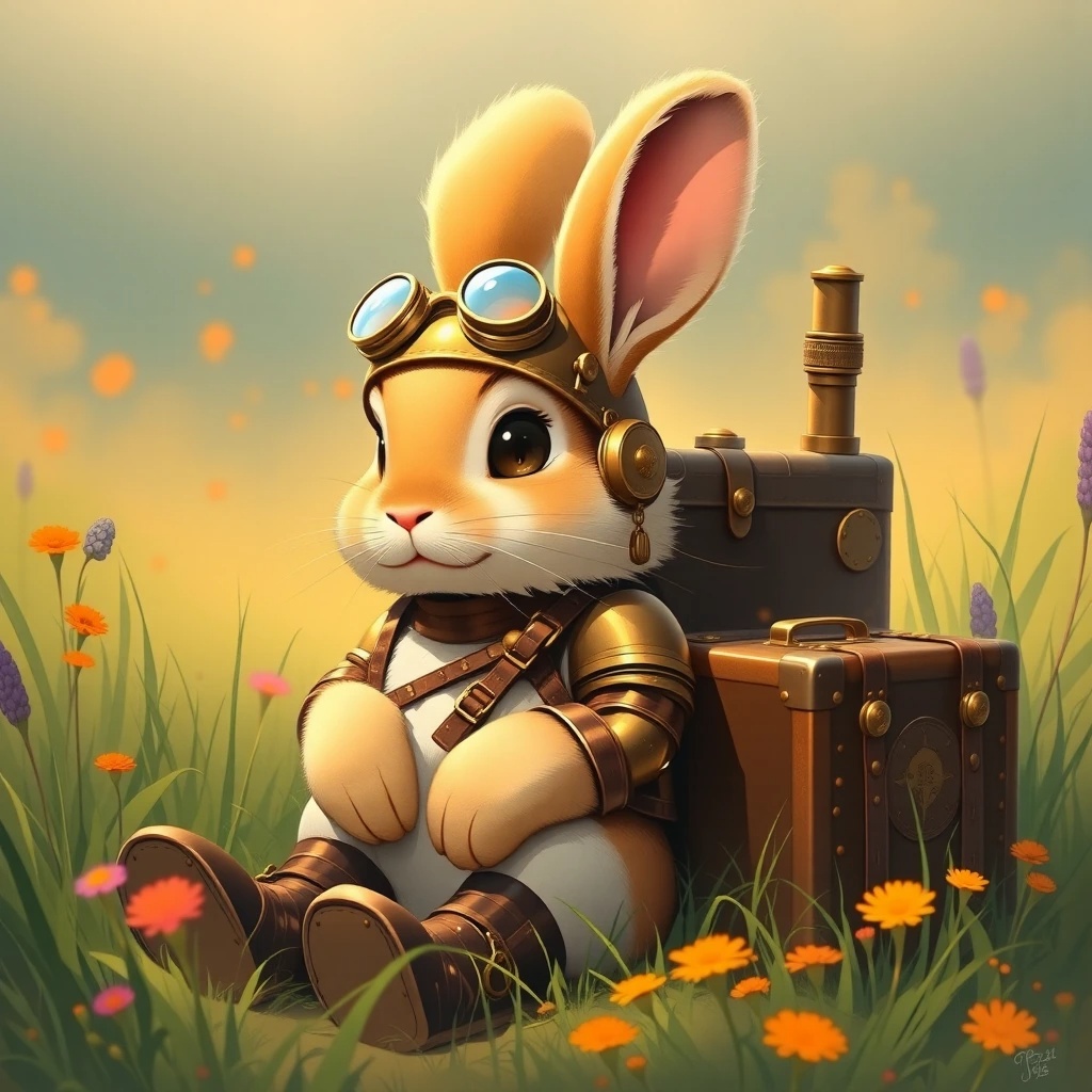 🪄 🐰 提示词分享: Masterpiece, ultra detailed digital painting of a cute fluffy anthropomorphic…