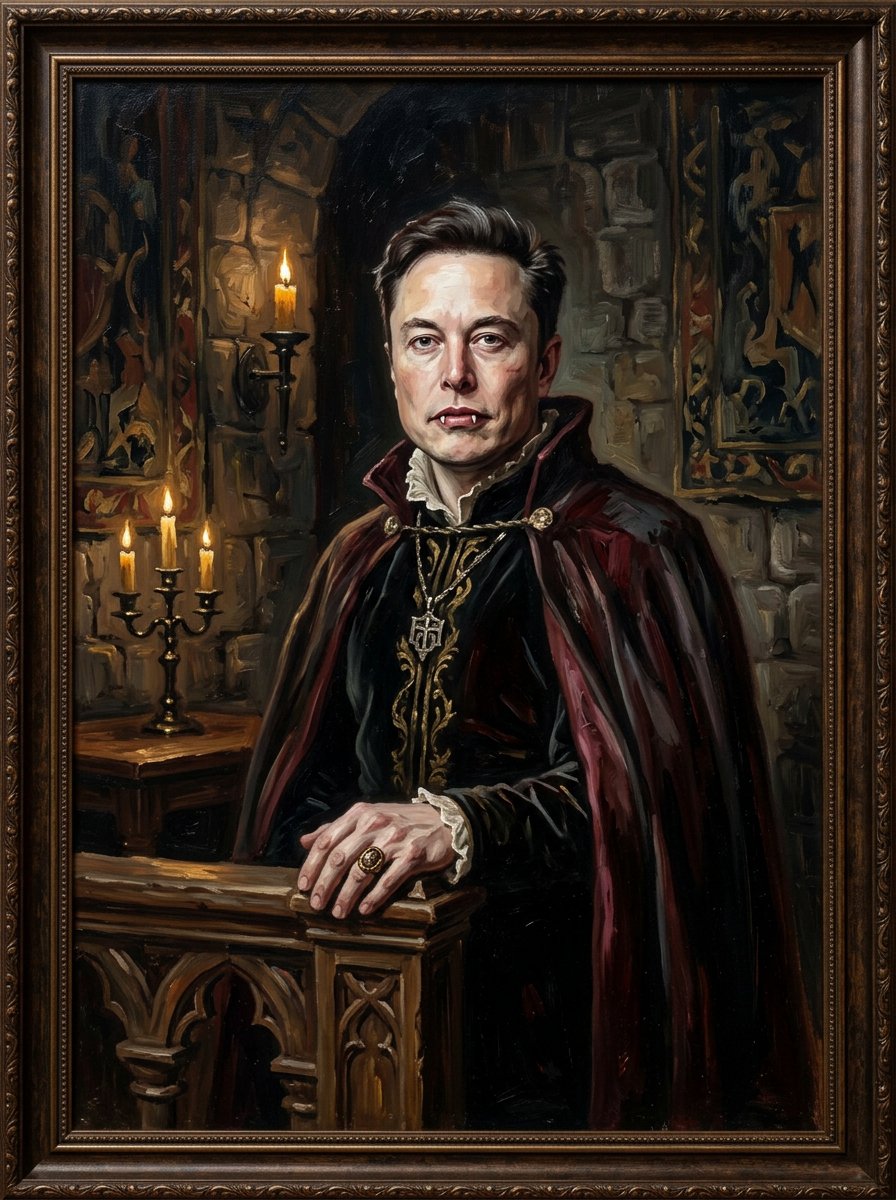 Toshi提示词分享： 经典油画吸血鬼！🧛‍♂️🖼️🌑 将占位符替换为名称或描述。 我在@AdobeFirefly中使用了Nano Banana： [吸血鬼描…