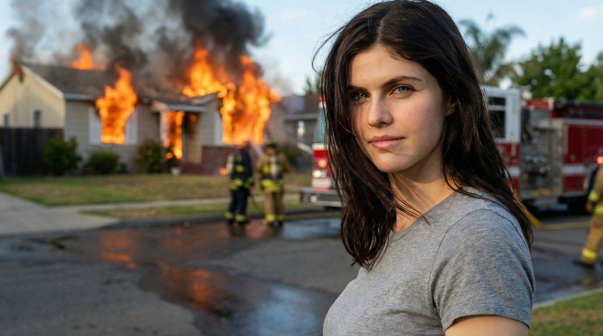 {"scene":{"type":"cinematic street emergency scene","description":"suburban house engulfe…