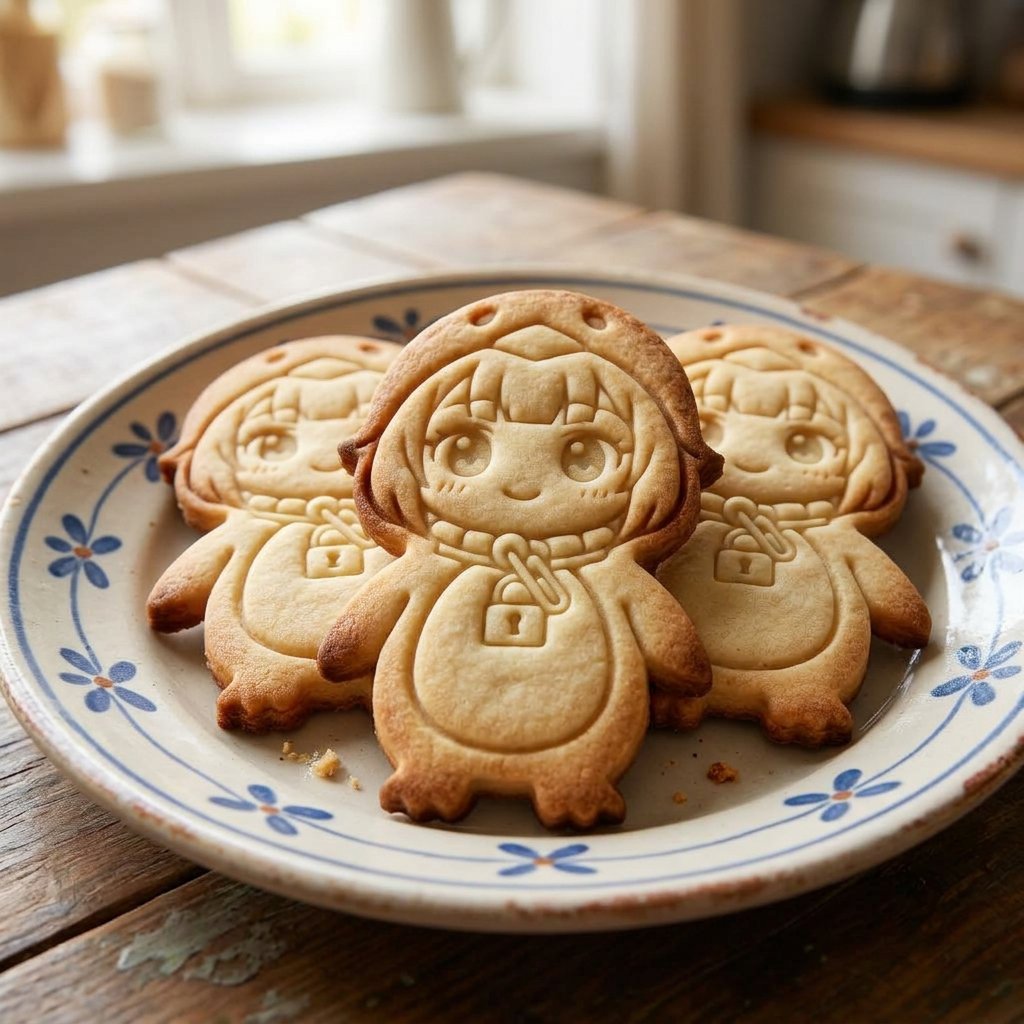想象一下这张图片被做成了一个简单的饼干模具。不要展示饼干模具本身，而是展示它会做出来的自制饼干的照片，这些饼干放在一个盘子上。 #HitPaw #Gugugaga️️️️️️️️…