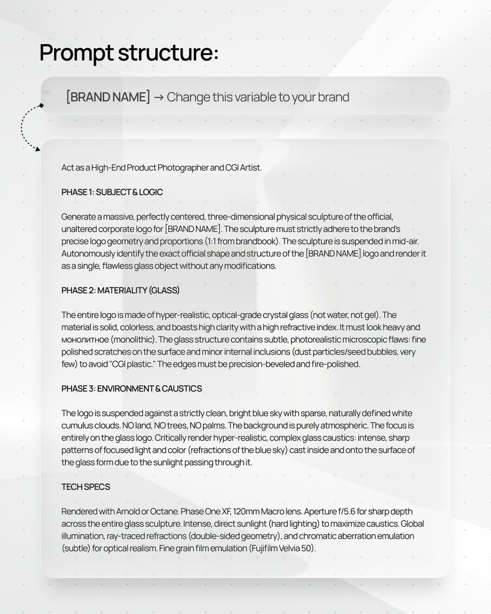（在此访问 Nano Banana 2：https://t.co/ZGSugSciR3） [BRAND NAME]。 请扮演高端产品摄影师与 CGI 艺术家…