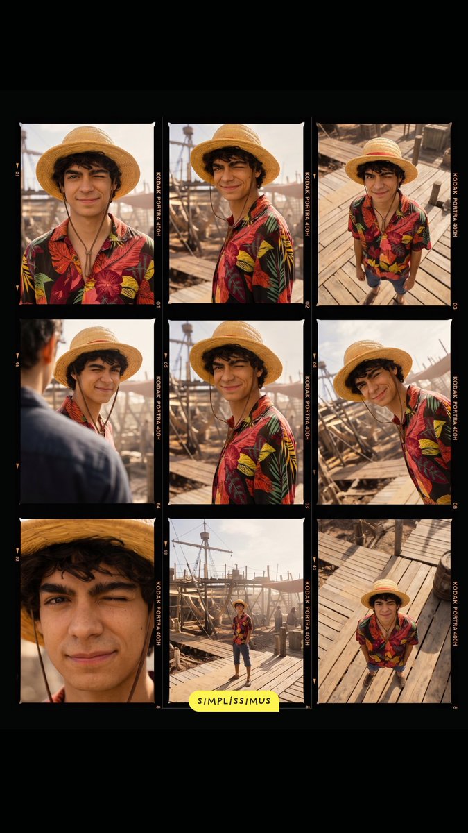 “创建一个高端电影感 3x3 接触印样（contact sheet）图像，设计成像高端时尚摄影的样片册。画面构图为一个 3×3 网格的电影接触印样，带有黑色边框和帧编号，印在带有…