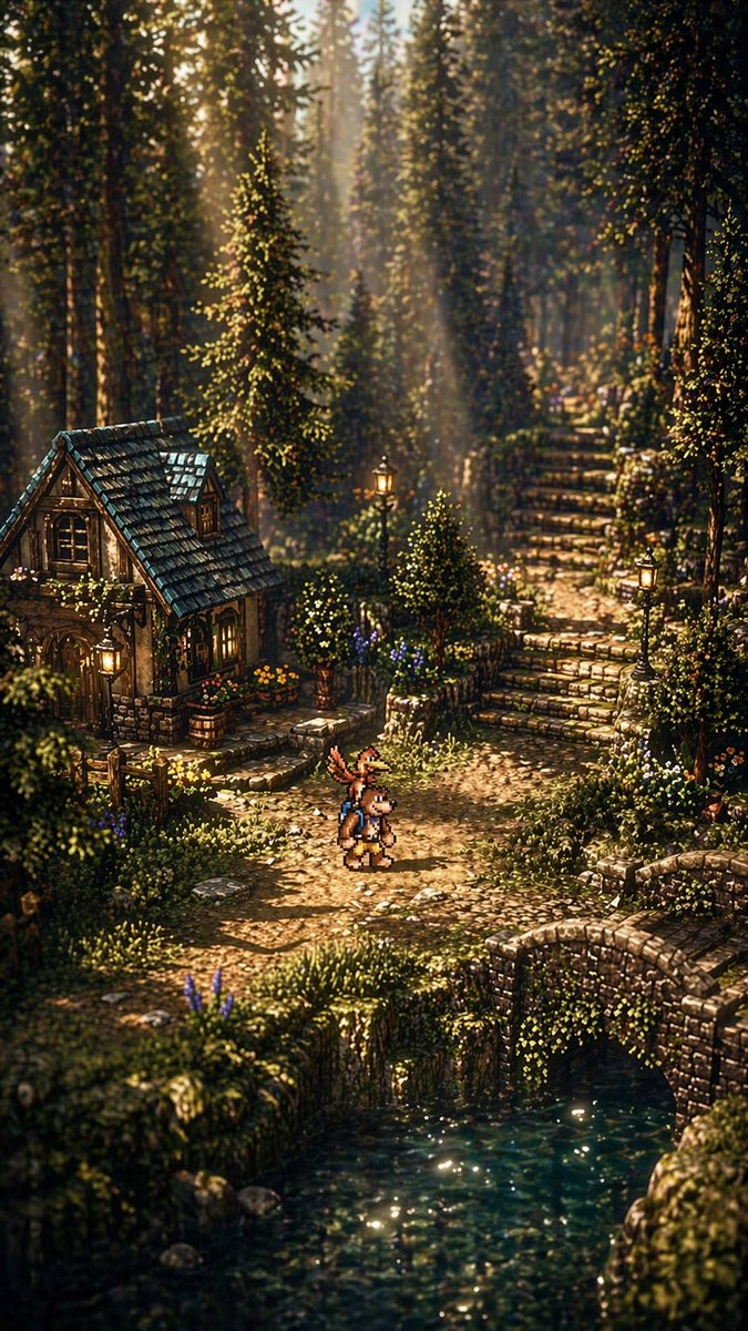 “展示《Banjo-Kazooie》如果以《八方旅人》（Octopath Traveler）的风格呈现会是什么样子” 作为加分项,我随后让 Seedance…