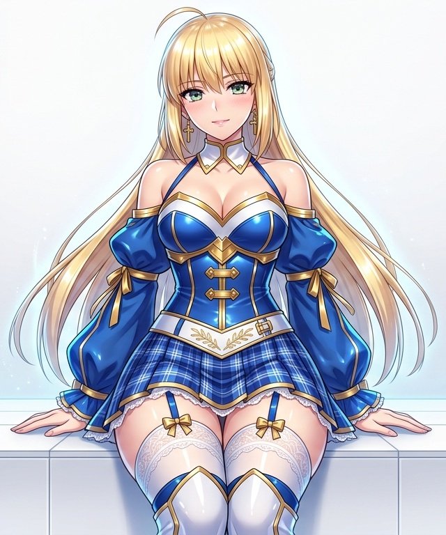 { "subject": { "description": "Artoria Pendragon (Saber) from Fate/stay night, elegant an…