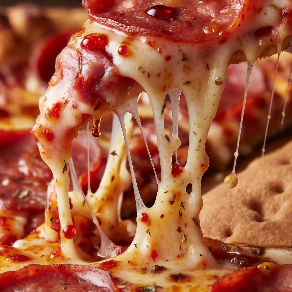 Imagine Art 2.0 的食物微细节，发布于 @ImagineArt_X Prompt Extreme macro close-up of hot cheesy pizz…
