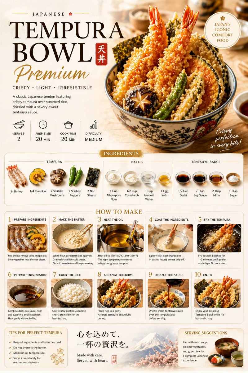 GPT Image 2 简直离谱。 只需一个简单的提示词，它就能生成一整套高级食谱海报，包括食材、步骤、设计，应有尽有。 这已经不再是图像生成了。 这是创意的魔法。🧙‍♂️💫 快…