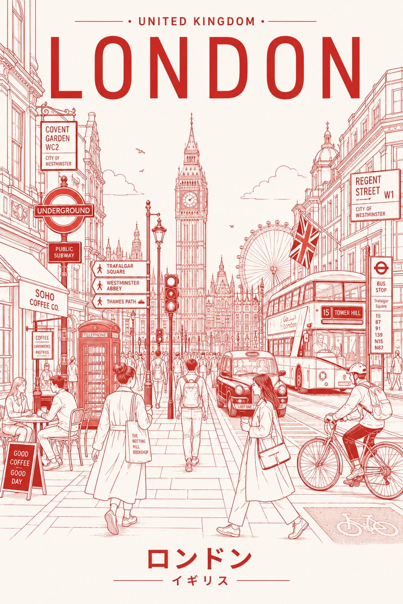 创作一张极简主义、超高分辨率的线条艺术风格东京旅游海报,将东京呈现为一个时尚的日常都市场景,而非明信片式的旅游景点。 主体构图: 中心构图展现东京最具代表性的日常街景——十字路口…