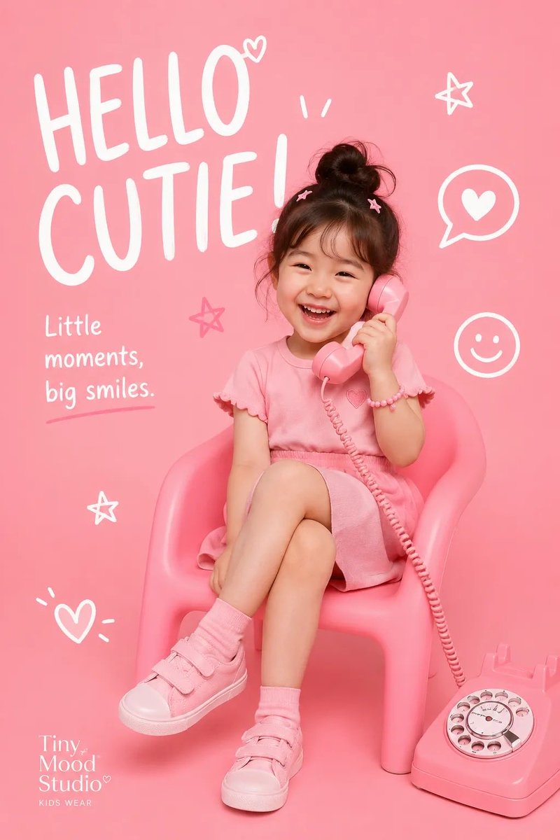 为 [BRAND NAME] 创作一张高端、俏皮的童装时尚编辑海报。 主题： [KIDS FASHION / CHILDHOOD CAMPAIGN]（童装时尚 / 童年主题活动）…