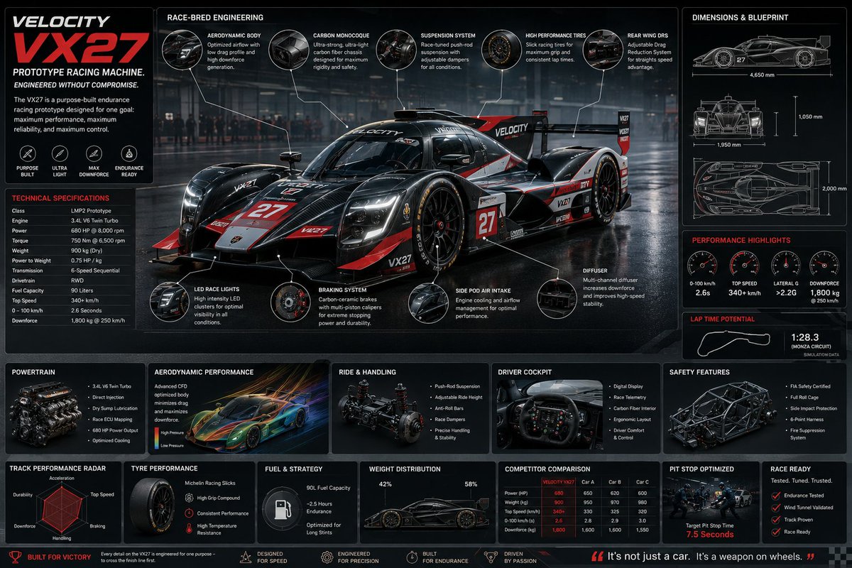 信息图：使用 ChatGPT 上的 GPT Image 2 生成的未来赛车 提示词； 以一辆名为 {RACING_CAR_NAME} 的精英未来赛车为核心，创建一个高级的方形“参…