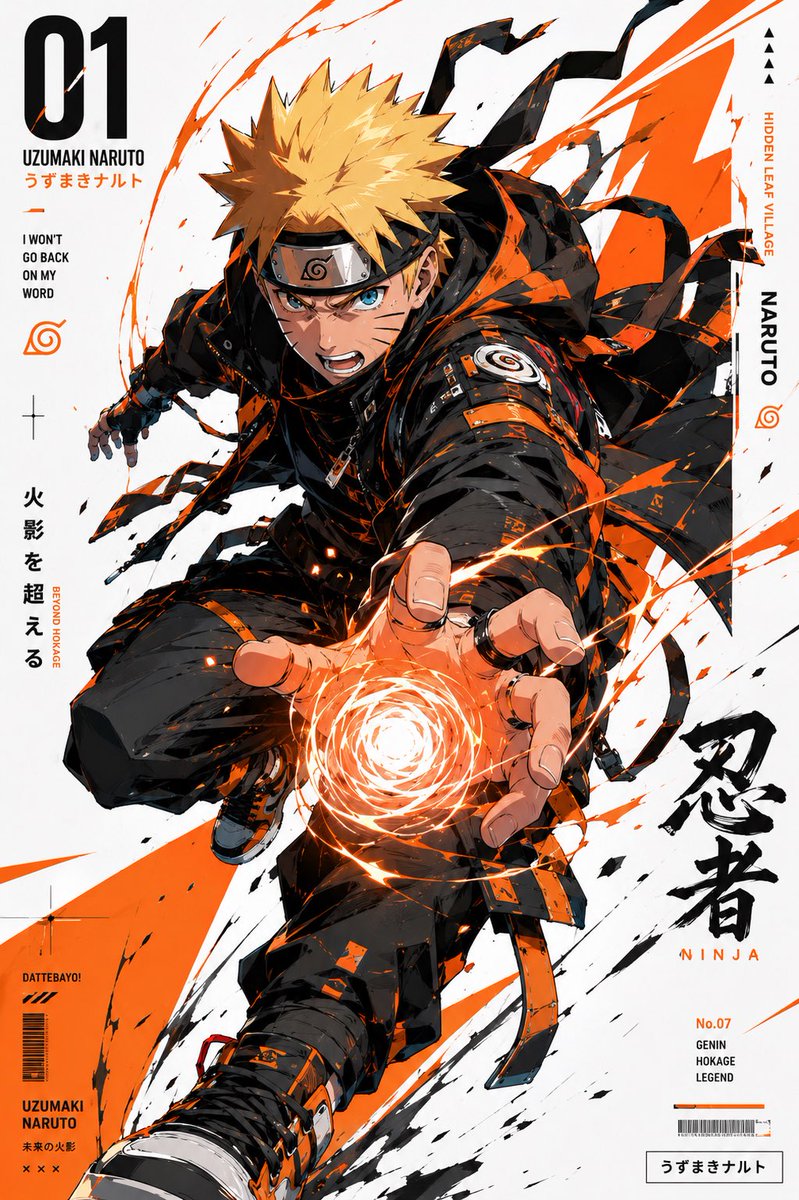 . 创建一个高级动漫机能风(anime-techwear)编辑风格海报系列,以来自 {franchise} 的 {character_name} 为主题,将其重新设计为未来主义街…