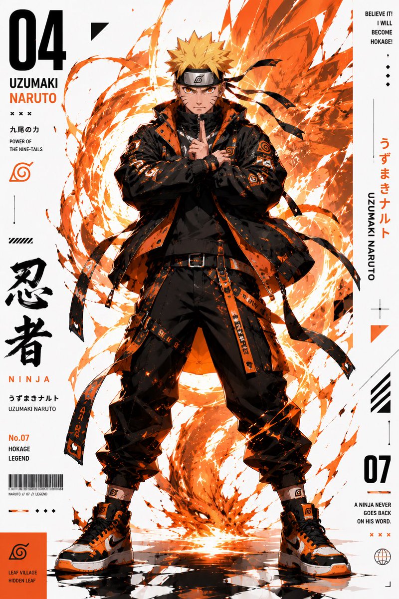 . 创建一个高级动漫机能风(anime-techwear)编辑风格海报系列,以来自 {franchise} 的 {character_name} 为主题,将其重新设计为未来主义街…
