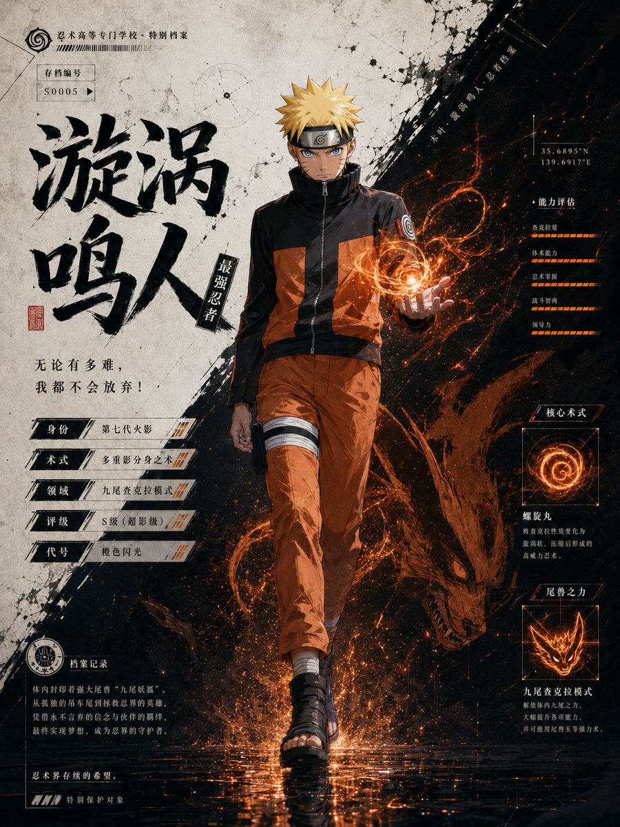 创建一张完整呈现的「角色世界观档案卡」。 [基础设定] 登场角色：[角色名称] 来源作品：[作品名称] 角色定位：[主角 / 反派 / 导师 / 战士 / 法师 / 忍者 / 调…