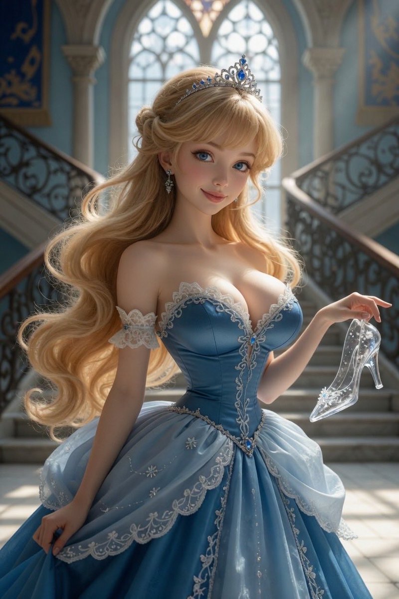 { "title": "Fairytale Princess with Crystal Shoe", "type": "ultra-realistic fantasy portr…