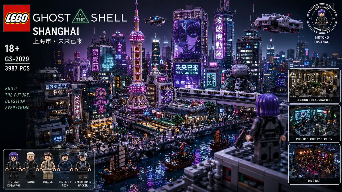 GPT Image 2.0 → LEGO 宇宙透视模型 提示词 创建一个超精细的乐高积木风格动漫城市透视模型,设置在一个完全由互锁积木搭建的巨型电影级微缩世界中,灵感源自高端收藏…