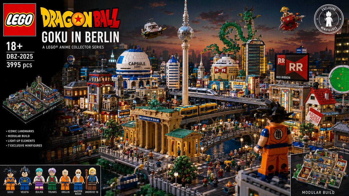 GPT Image 2.0 → LEGO 宇宙透视模型 提示词 创建一个超精细的乐高积木风格动漫城市透视模型,设置在一个完全由互锁积木搭建的巨型电影级微缩世界中,灵感源自高端收藏…