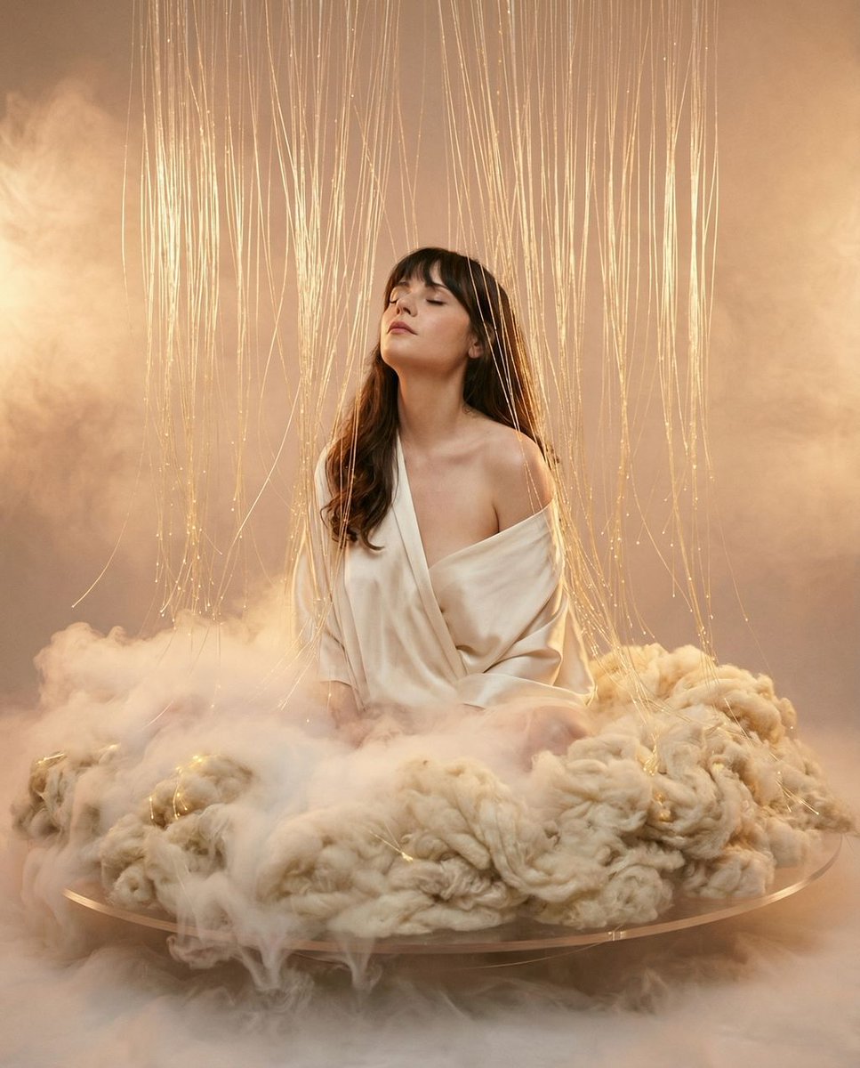 { "vibe_title_en": "Ethereal Surrender in a Cotton Purgatory", "master_prompt": "高端编辑级摄影…