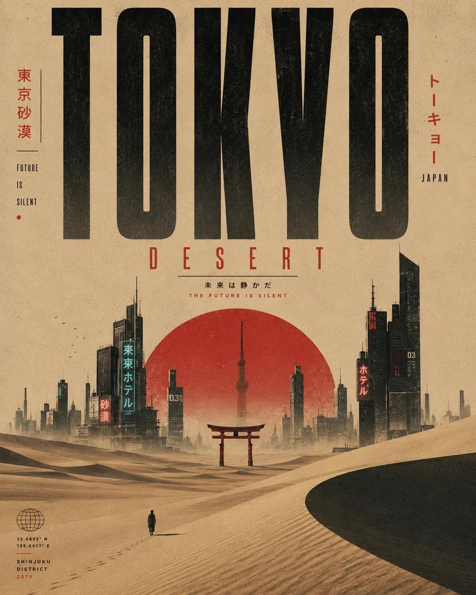 为 [LOCATION NAME] 创作一张电影级极简主义旅行海报。 自动识别并适应该地点的地理、文化、气候、建筑和情感氛围来调整设计语言。 设计系统应自动生成: 合适的视觉风格…