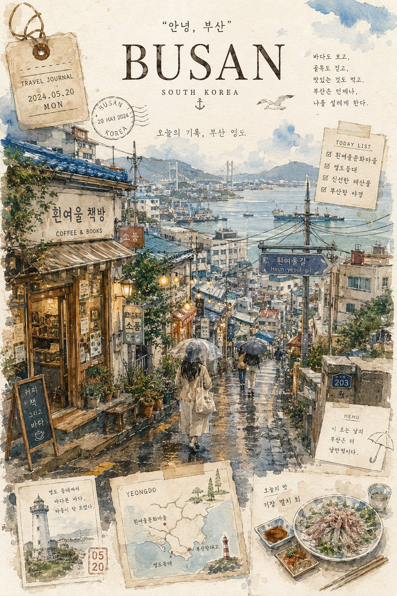 一本关于韩国的美学旅行手账，使用 ChatGPT 上的 GPT Image 2 制作 提示词； 梦幻般的手绘首尔（韩国）旅行海报，采用优雅的城市速写本美学风格，以细腻的钢笔墨线与…