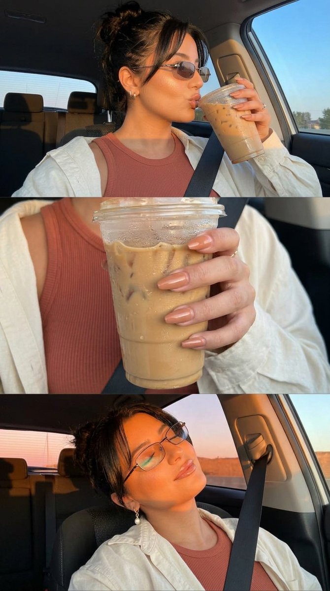 { "concept": "off_duty_car_selfie_itgirl_sunset_latte_run", "format": "vertical 3-panel s…