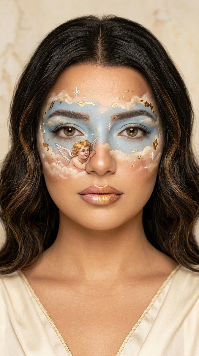 { "concept": "wearable_art_makeup_renaissance_cherub_pro_v4_harmony_locked", "format": "竖…