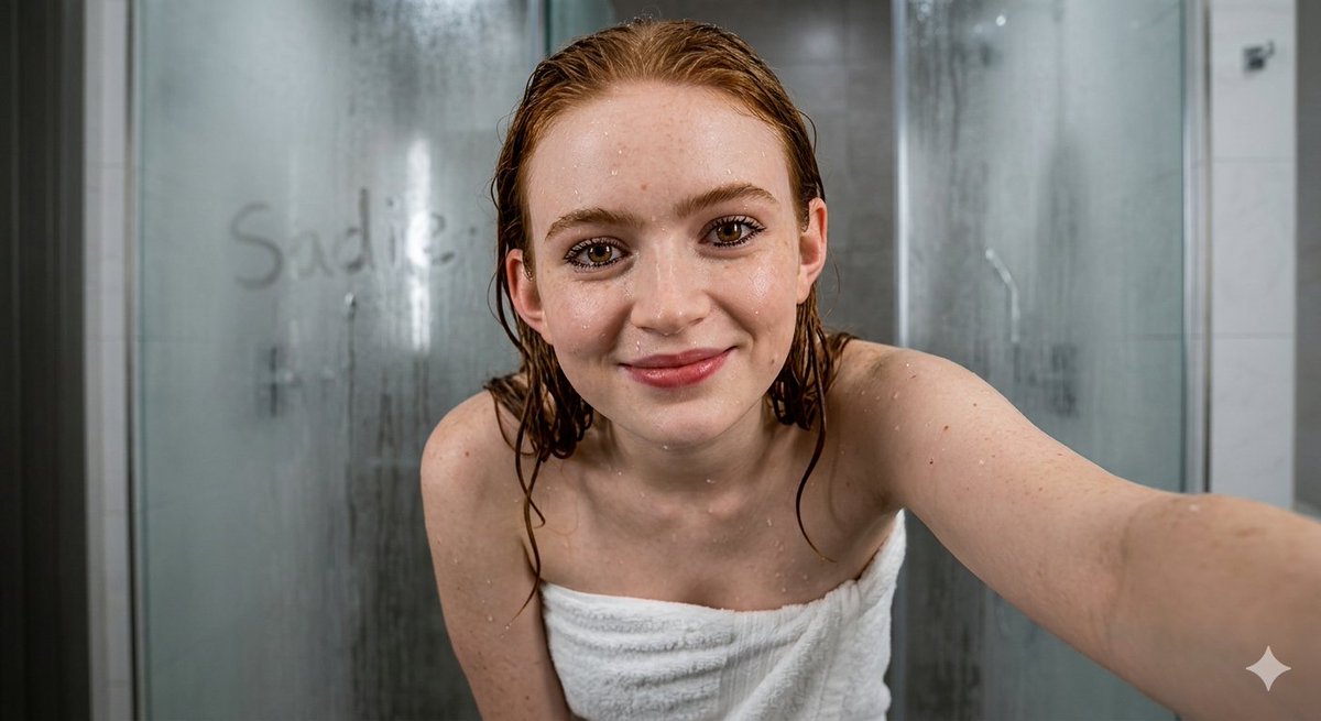 { "主体": { "身份特征": { "相似度校准": "赛迪·辛克（Sadie Sink）", "面部特征": { "描述": "轮廓清晰的颧骨，线条分明…