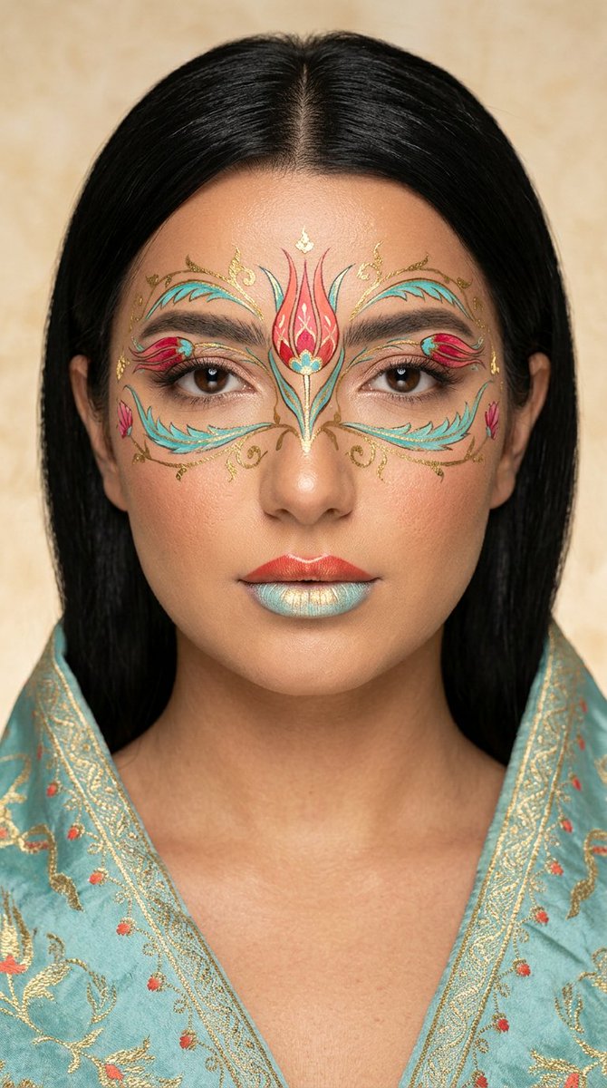 { "concept": "wearable_art_makeup_ottoman_tulip_miniature", "format": "竖版 4:5 极…