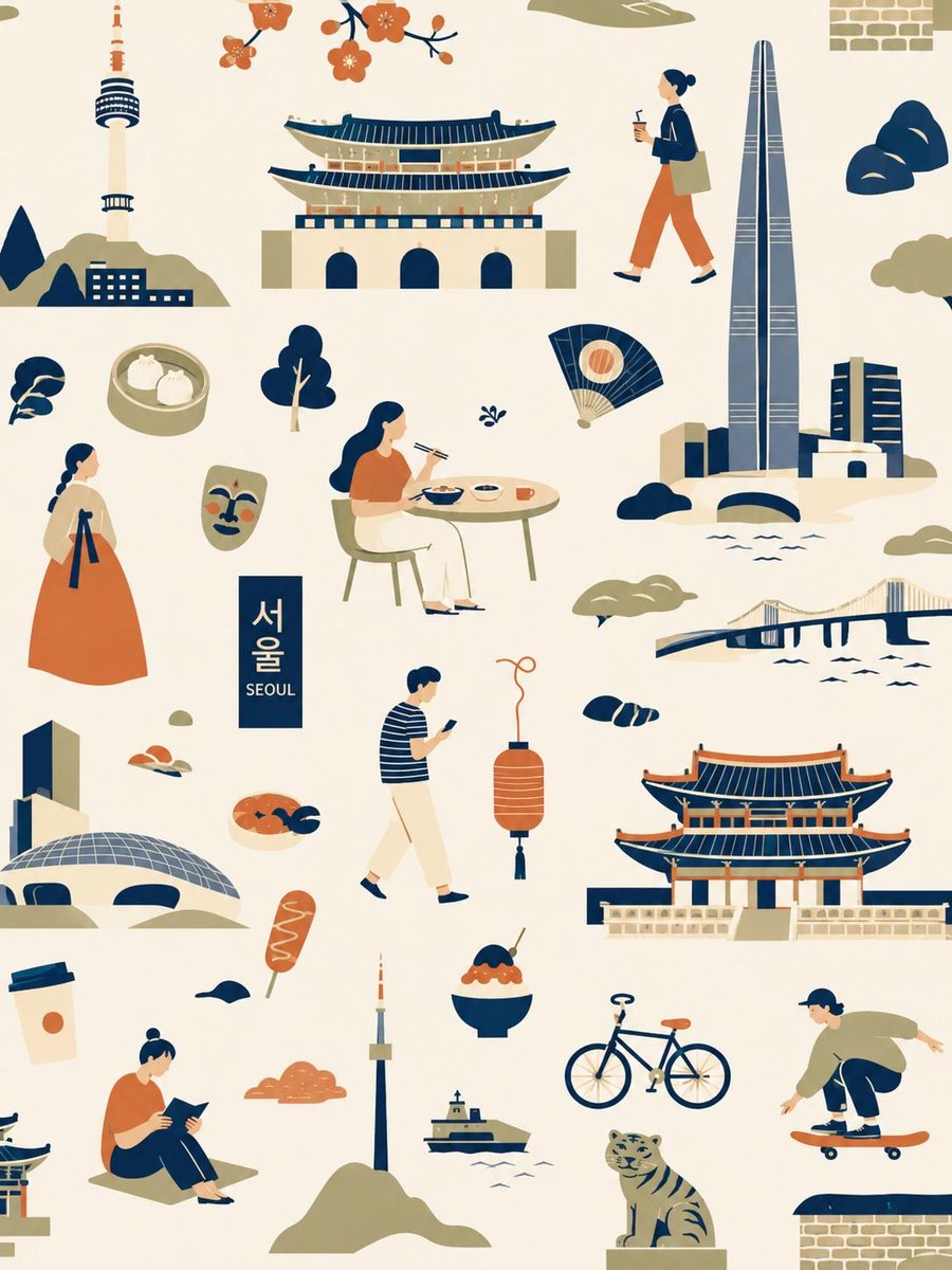 创建一幅精致的扁平矢量编辑图案插画，主题为[Melbourne]，以无缝的生活方式艺术拼贴形式构成，融合地标建筑、本地文化、度假场景和象征性的城市元素。 灵感源自高端斯堪的纳维亚…