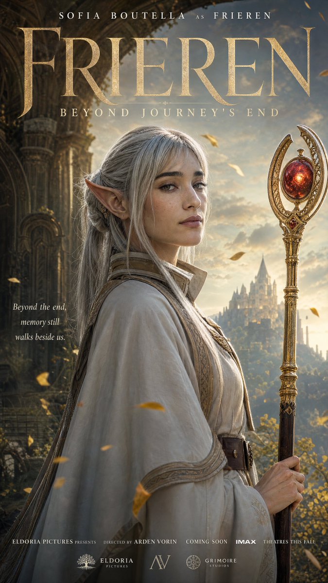 群像 / 主视觉 / IMAX 横幅 / 芙莉莲+费伦双人组。 演员姓名文字 + IMAX 条带保持干净清晰。全部 2K，每张一次性生成。https://t.co/wigKeKY…